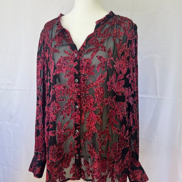 J. Jill Ruffled Burnout Top - Picture 2 of 10